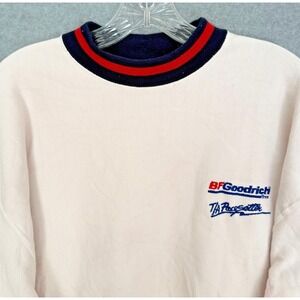 Vintage BF Goodrich T/A Pacesetter Tires Sweater Men's Large White Pullover READ